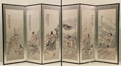 「和漢故事人物図屏風」（左隻）松平雪江の画像