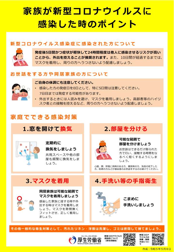 家族が新型コロナウイルスに感染したときのポイント