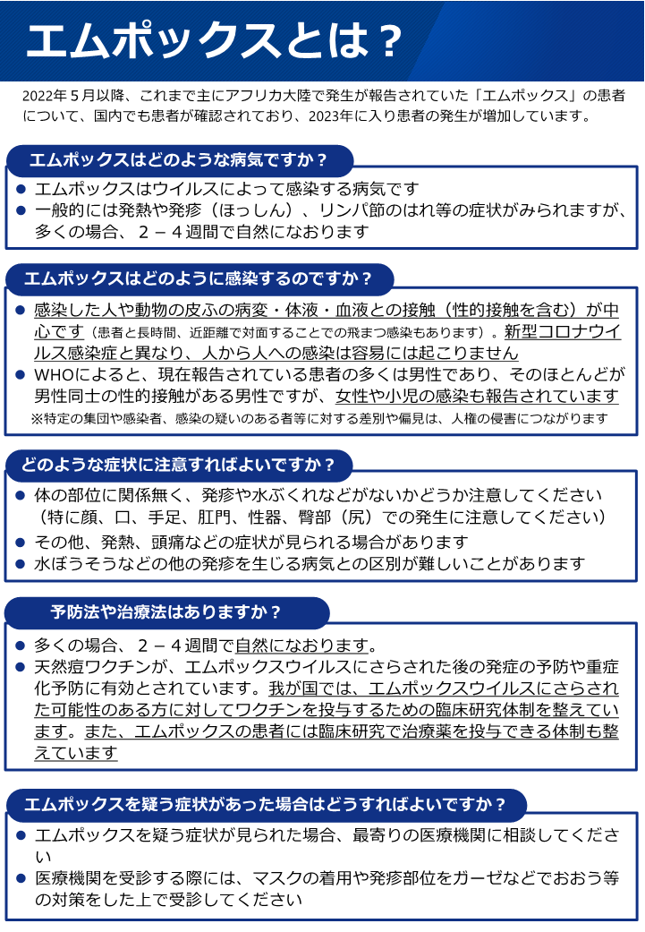 エムポックスに関する説明（厚生労働省チラシ）