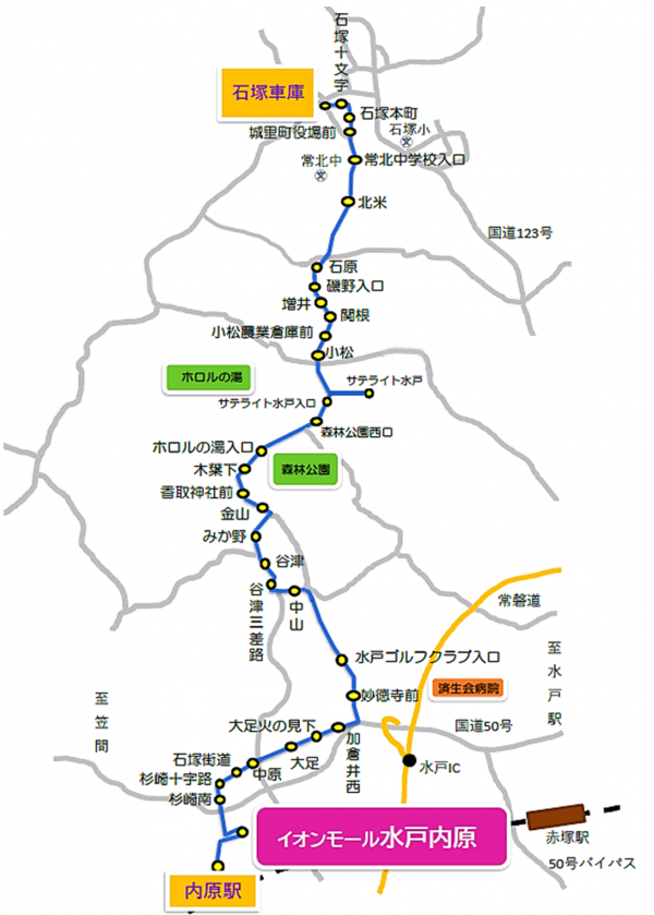 石塚内原線路線図