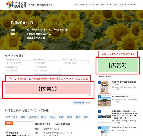 パソコンでの広告掲載位置の画像