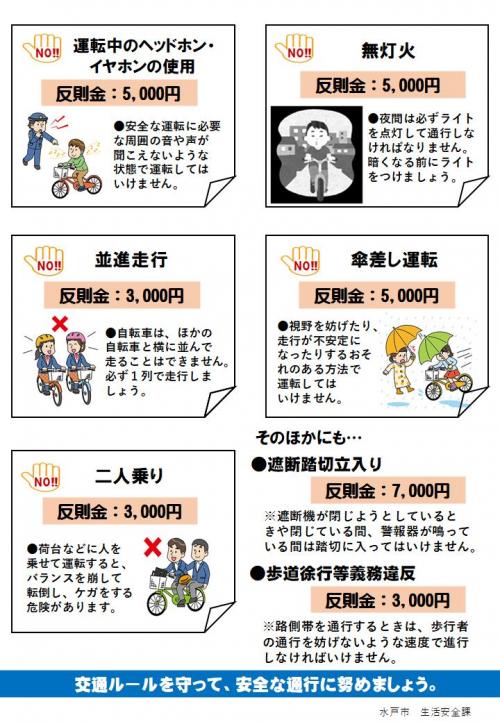 自転車の違反に反則金！
