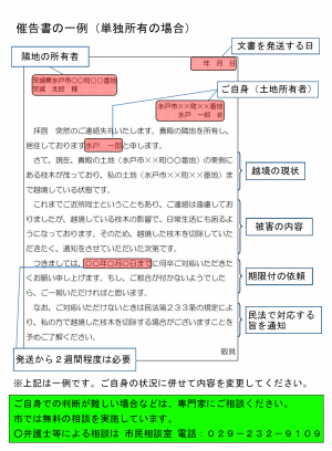 催告書例