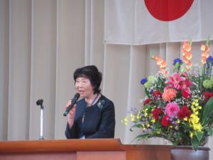 水戸市社会福祉協議会吉田支部の田上支部長が挨拶している写真
